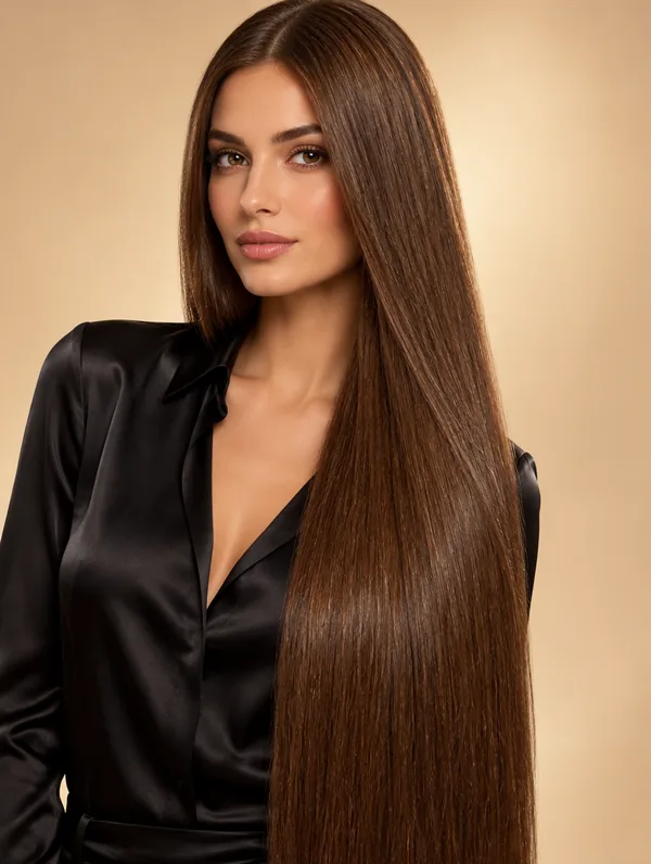 Modelo DANINI con extensiones largas, tono #4 Chocolate Brown