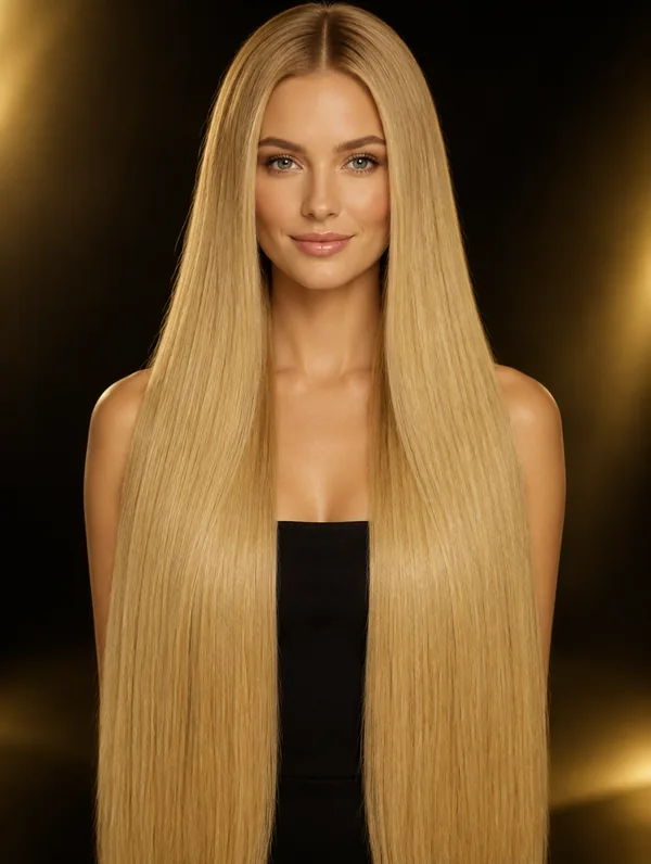 Modelo DANINI con extensiones largas, tono #27 Honey Blonde